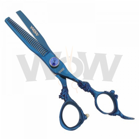 Titanium Blue Engraved Hair Thinning Scissor Blue Jewel