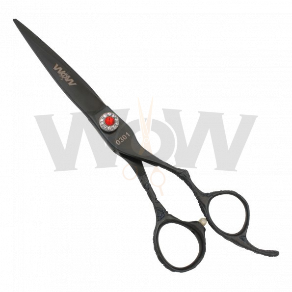 Classic Titanium Black Hair Cutting Scissors Red Diamond