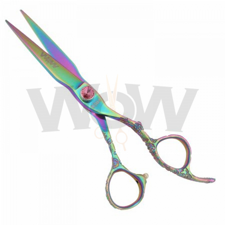 Unique Rainbow Hair Cutting Scissors Engraved Handle