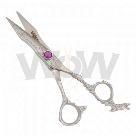 Embroidery Dragon Engraved Hair Cutting Shear Purple Diamond
