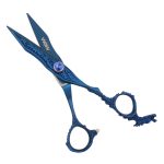 Titanium Blue Hair Cutting Shears Dragon Engraved Handle