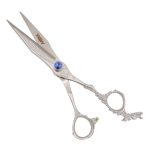 Professional Engraved Handle Hair Cutting Scissors Blue Diamond