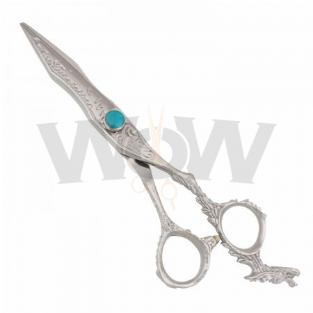 Turquoise Diamond Hair Cutting Shears Engraved Handle