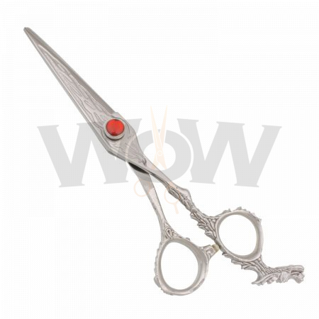 Embroidery Dragon Engraved Hair Cutting Shear Red Jewel
