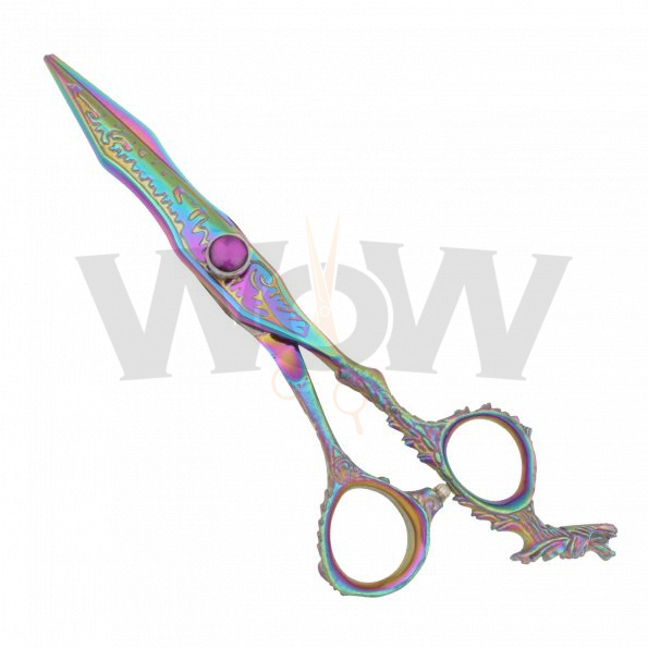 Professional Rainbow Hair Cutting Scissors Dragon Engraved Handle