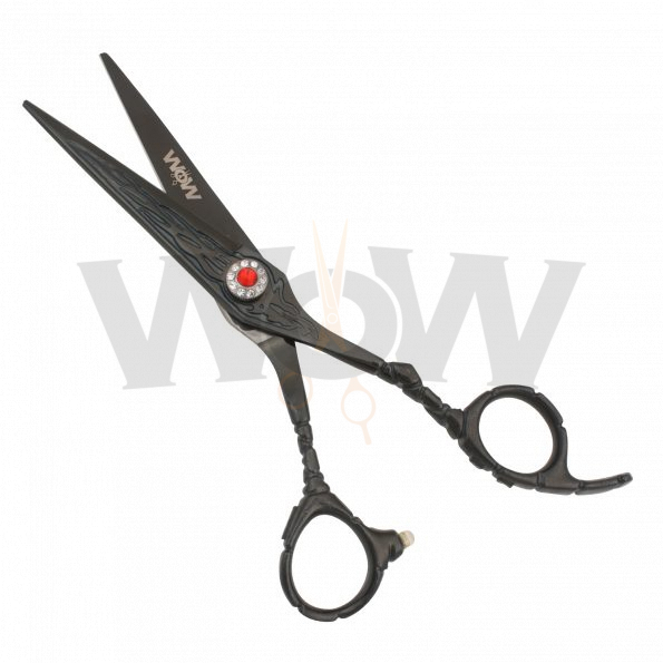 Titanium Black Hair Cutting Shears Engraved Handle
