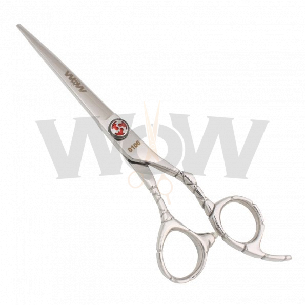 Stylish Engraved Handle Hair Cutting Scissors Red Pattern Jewel