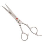 Finest Embroidery Japanese Hair Cutting Scissor Red Crystal