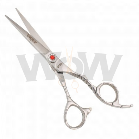 Unique Stylish Engraved Handle Hair Cutting Scissors Red Jewel