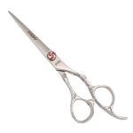 Finest Offset Handle Hair Cutting Shears Red Pattern Screw