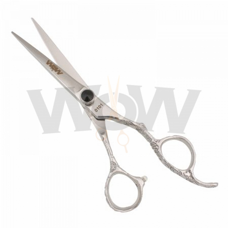 Embroidery Offset Handle Hair Cutting Scissor Black Crystal